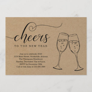 Rustic New Year's Eve Party on Kraft Background Invitation