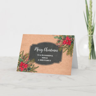 Rustic Niece & Family Merry Christmas Card