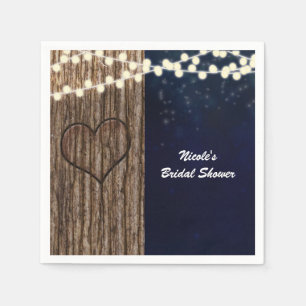 Rustic Night Heart in Tree Wedding Napkin