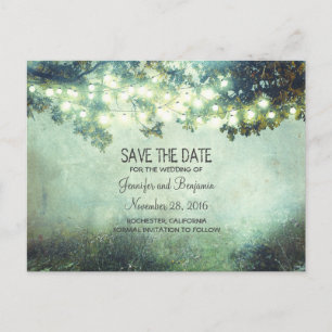 Rustic Night Lights Branches Save The Date Announcement Postcard