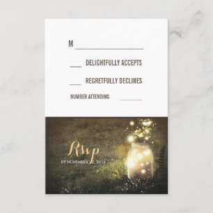 Rustic Night Lights Fireflies Mason Jar RSVP Cards