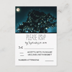Rustic Night Lights Tree Wedding RSVP Cards