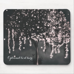 Rustic Night Mossy Tree Lights Elegant Mouse Pad