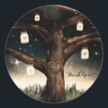 Rustic Night Tree with Lights & Mason Jars Wedding Classic Round Sticker<br><div class="desc">Matching items available.</div>