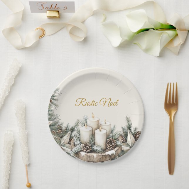 Rustic Noel Christmas Paper Plates (Wedding)