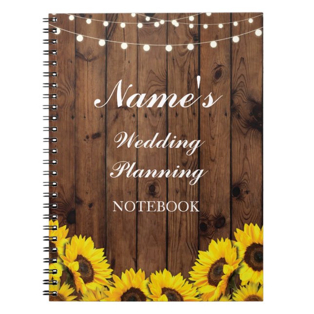 Rustic Notebook Wedding Planning Sunflower Notes (Front)