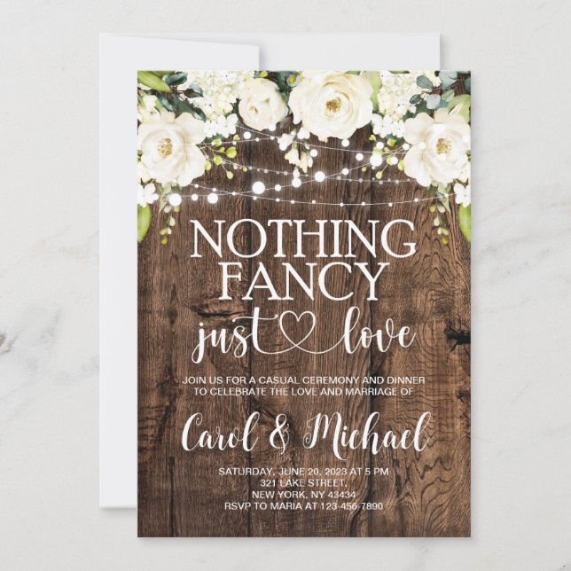Rustic Nothing Fancy Just Love invitation   (Front)