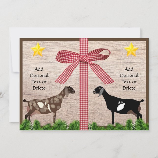 Rustic Nubian Dairy Goat Christmas Greeting Holiday Card (Front)