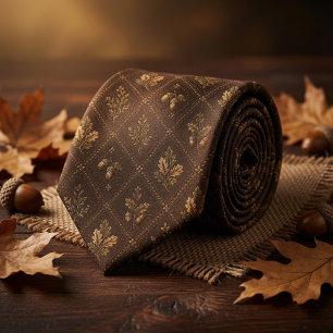 Rustic Oak Leaf & Acorn Tie