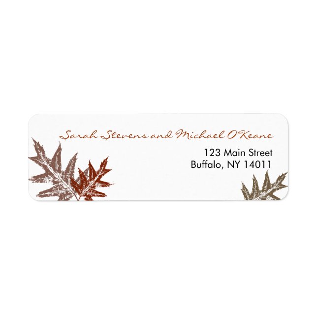 Rustic Oak Leaf Return Address Labels (Front)