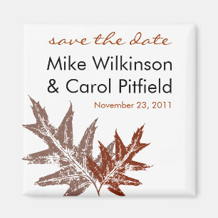 Rustic Oak Leaf Save the Date Magnet