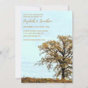 Rustic Oak Tree Autumn Engagement Party Invitation