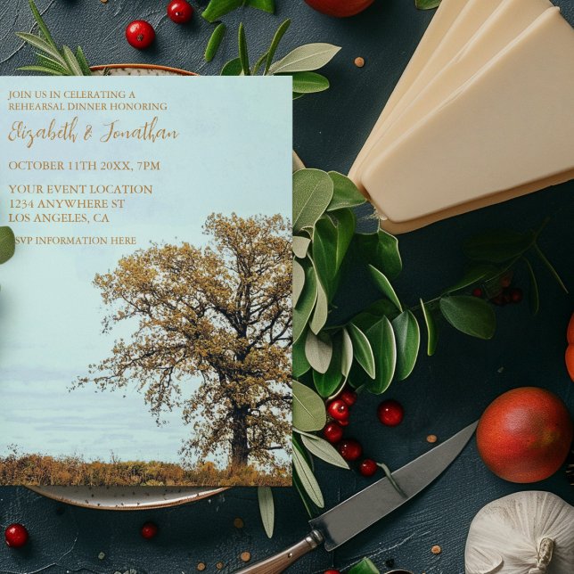 Rustic Oak Tree Autumn Rehearsal Dinner Invitation (Creator Uploaded)