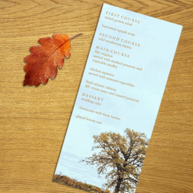 Rustic Oak Tree Autumn Wedding Menu (Creator Uploaded)