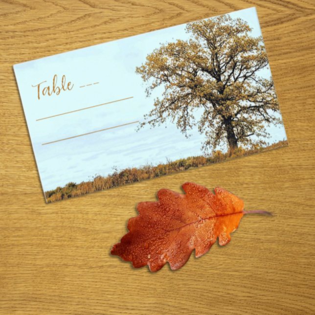 Rustic Oak Tree Autumn Wedding Place Card (Creator Uploaded)