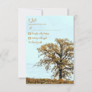 Rustic Oak Tree Autumn Wedding RSVP Card