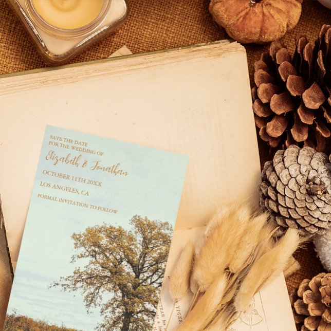 Rustic Oak Tree Autumn Wedding Save The Date (Creator Uploaded)