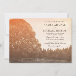 Rustic Oak Tree Fall Wedding Invitations
