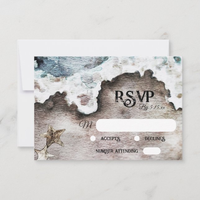 Rustic Ocean | Beach Destination Monogram Reply By RSVP Card (Front)