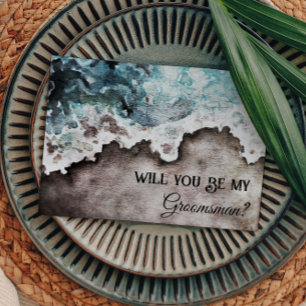 Rustic Ocean Groomsman Proposal Card