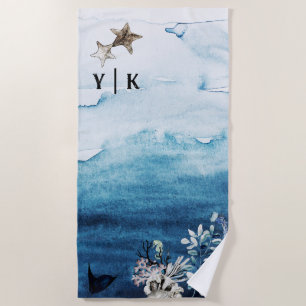 Rustic Ocean   Starfish Beach Towel