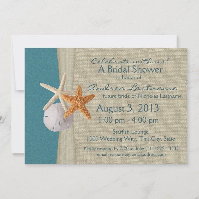 Rustic Ocean Starfish Bridal Shower Invitation (Front)