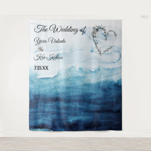 Rustic Ocean Wedding Backdrop Tapestry