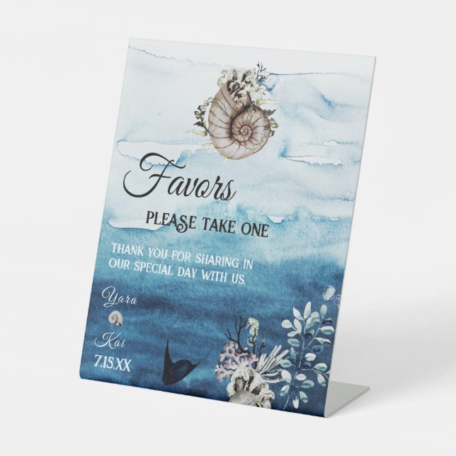 Rustic Ocean Wedding Favours Sign (Front)
