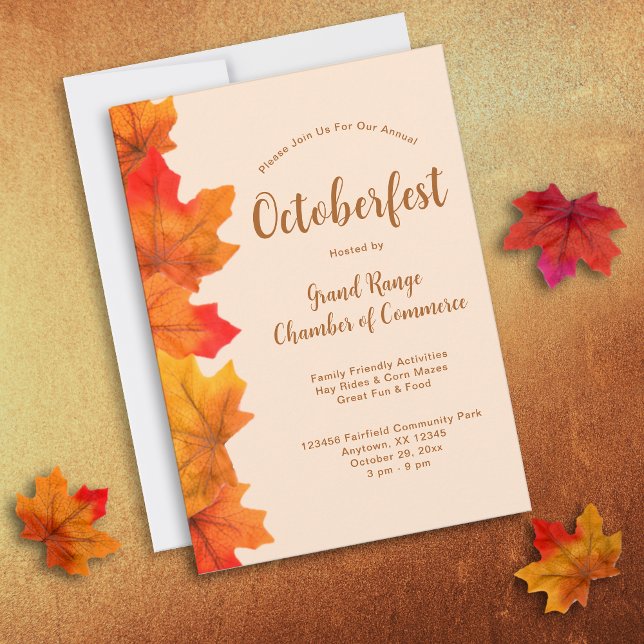 Rustic Octoberfest Autumn Leaves Invitation (Octoberfest invitation)