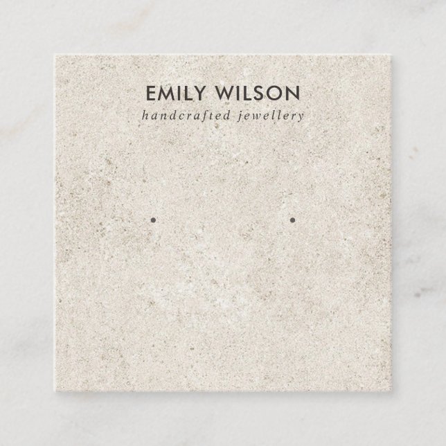 RUSTIC OFF WHITE STUCCO STUD EARRING DISPLAY CARD (Front)