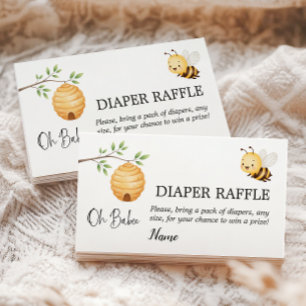 Rustic Oh Babee Honey Bee Baby Shower Diaper Enclosure Card
