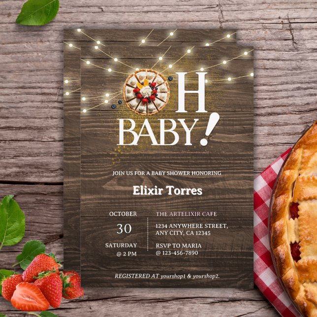 Rustic Oh Baby Cutie Pie Baby Shower Invitation (Creator Uploaded)