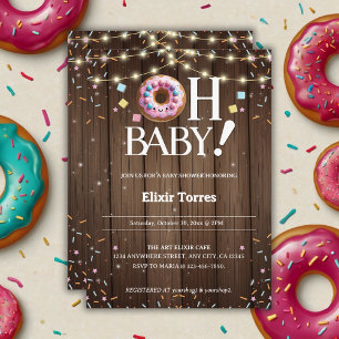 Rustic Oh Baby Doughnut & Sprinkle Kawaii Baby Sho Invitation