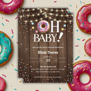 Rustic Oh Baby Doughnut & Sprinkle Kawaii Baby Sho Invitation