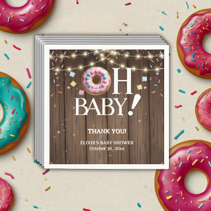 Rustic Oh Baby Doughnut & Sprinkle Kawaii Baby Sho Napkin