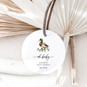 Rustic Oh Baby Mallard Duck Baby Shower Favour Tags