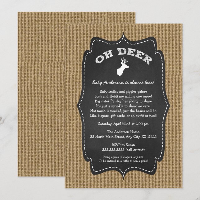 Rustic Oh Deer Buck Baby Sprinkle Invitation (Front/Back)