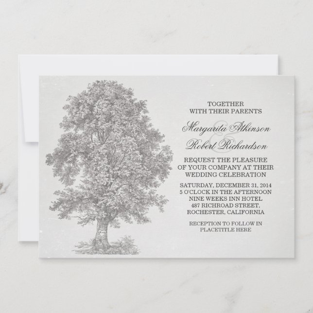 rustic ol tree wedding invitations (Front)
