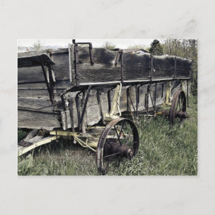 Rustic Old Antique Farm Wagon Postcard