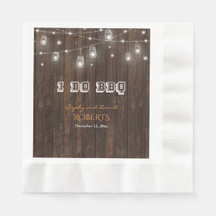Rustic Old Barn Mason Jar String Lights I DO BBQ Napkin
