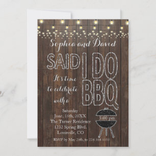 Rustic Old Barn String Lights I DO BBQ Invite