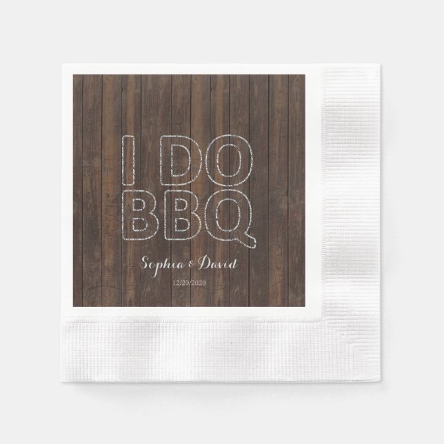 Rustic Old Barn String Lights I DO BBQ Napkin (Front)