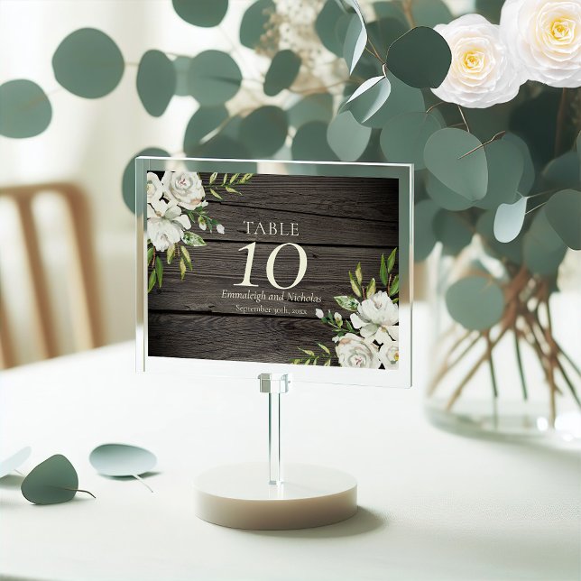 Rustic Old Barn Wood Floral Table Number (Creator Uploaded)