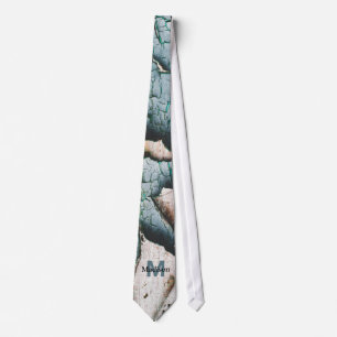 Rustic old blue green paint wood Custom Monogram Tie