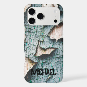 Rustic old blue green paint wood Custom name