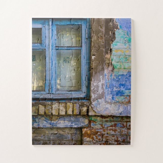 Rustic Old Brick Wood House Window Jigsaw Puzzle (Vertical)