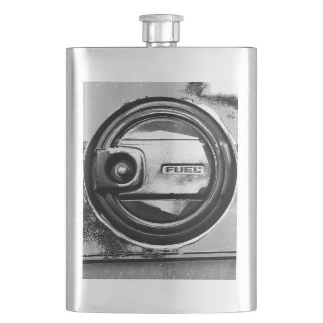 Rustic Old Car Fuel Tank Cap Hip Flask (Front)