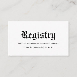 Rustic Old English Celtic Gothic Wedding Registry  Enclosure Card