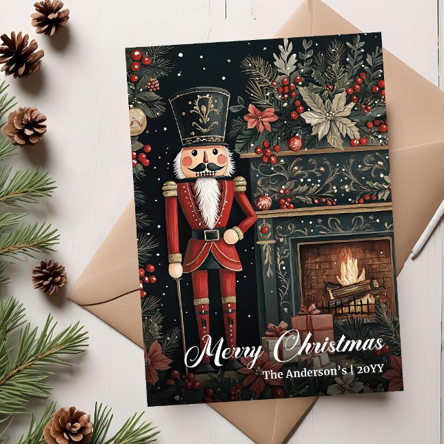 Rustic old fashioned Christmas nutcracker charm Holiday Card (Rustic old fashioned Christmas nutcracker charm Holiday Card)