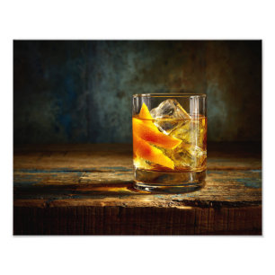 Rustic Old Fashioned Whiskey Citrus Glow Photo Print